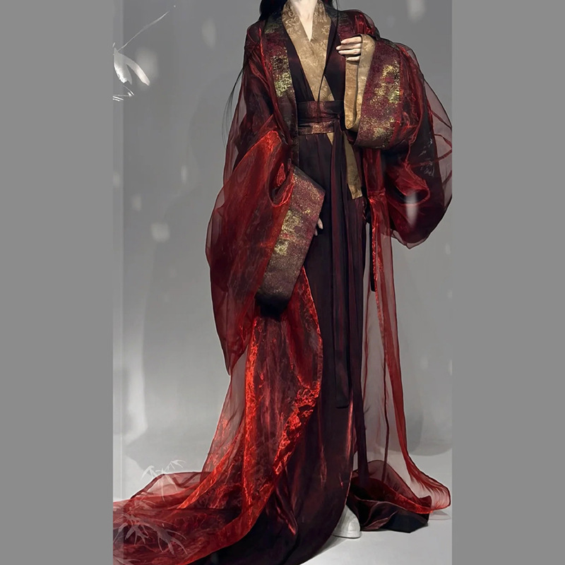 Warring States Robe Han Dynasty Women's Ancient Costume Adult Straight Hem Large Sleeve Shirt and Skirt Ancient Style Women's Clothing 2025 New Red Autumn and Winter Warring States Robe Han Dynasty Women's Ancient Costume Adult Straight Hem Large Sleeve Shirt and Skirt Ancient Style Women's Clothing 2025 New Red Autumn and Winter