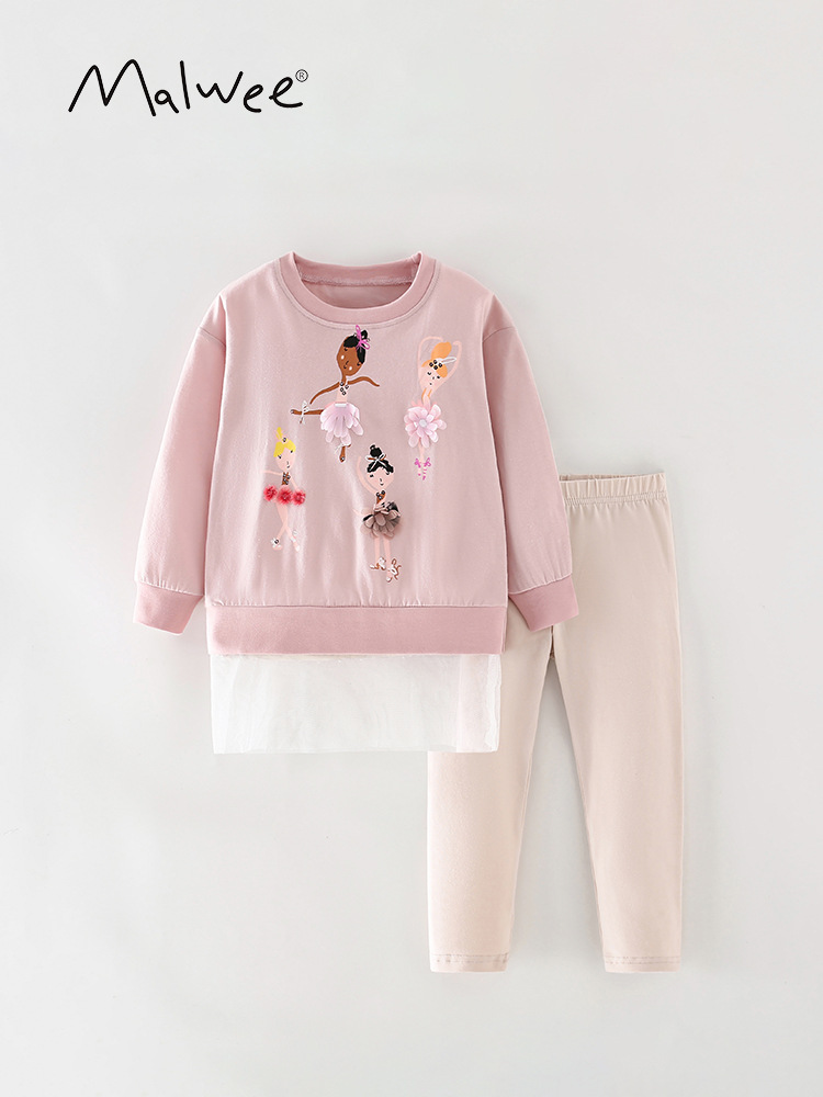 En stock malwee traje para niños otoño nuevo cuello redondo manga larga pantalones de manga larga de estilo occidental para niños europeos y americanos ropa para niños