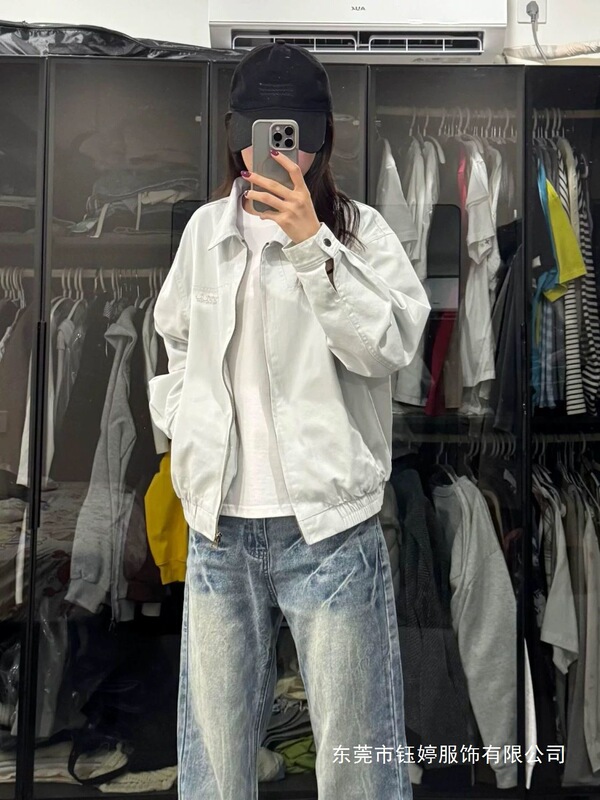 2025 New Casual Lapel Jacket Spring and Autumn American Retro Petite Loose Versatile Jacket Women's Top Wholesale