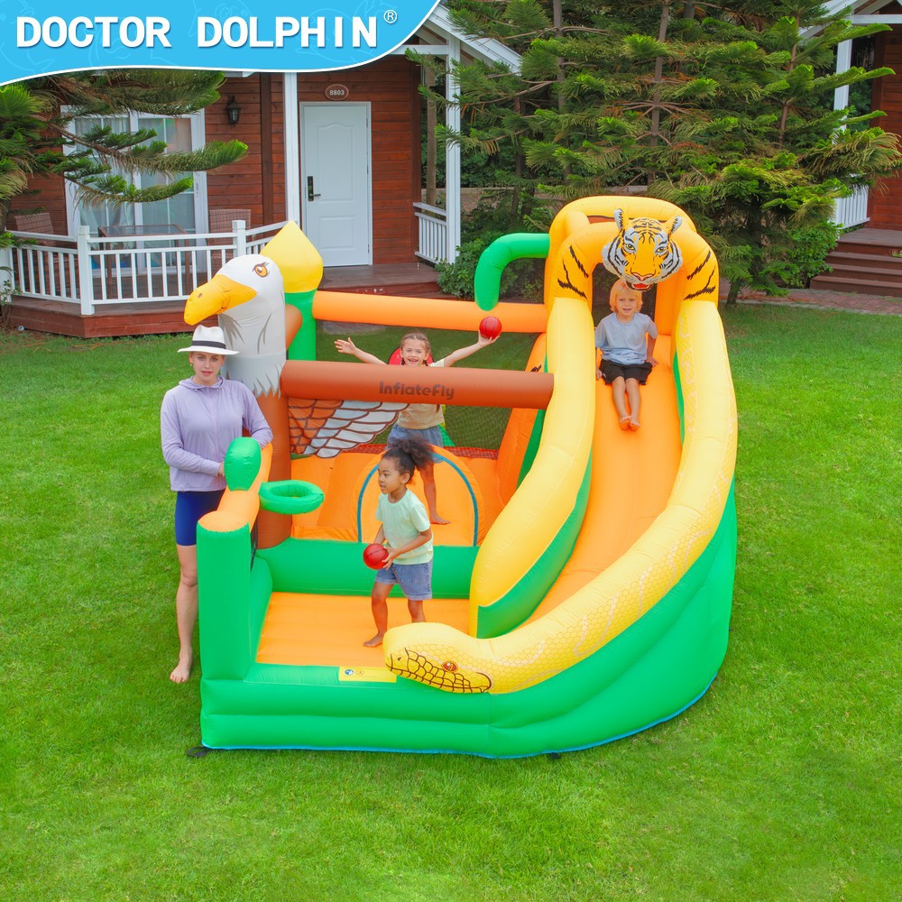 Dr. Pig inflatable castillo para niños inflatable al aire libre slide para casa mini parque infantil castillo