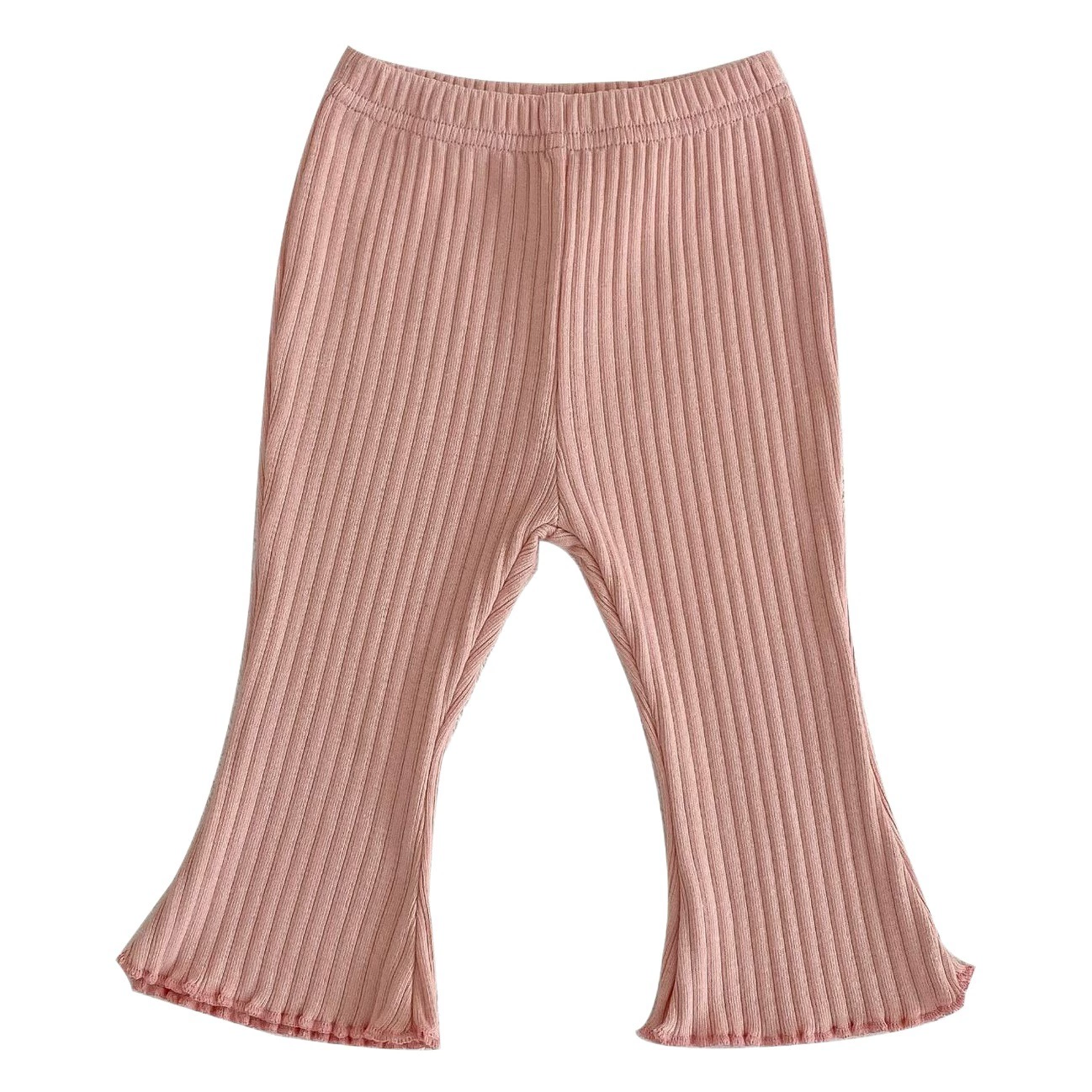 Ins2025 детские брюки-клеш для девочек и малышей, однотонные эластичные леггинсы с ямой, повседневные брюки в корейском стиле с грибком