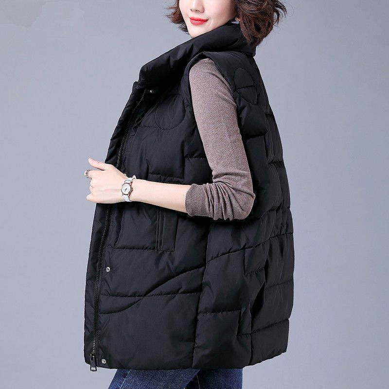 中老年羽绒棉马甲女中长款坎肩背心外穿2025年新款冬季宽松马夹女