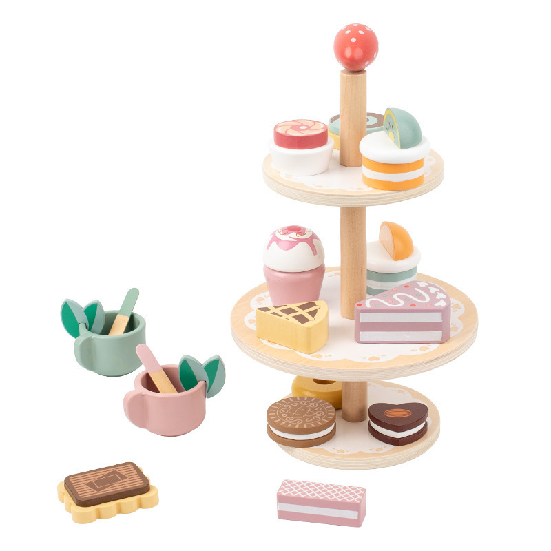 木のシミュレーションの午後のお茶の子供の茶器のシミュレーションの赤ちゃんのままごとは社交能力に付き添っておもちゃを鍛えます。|undefined