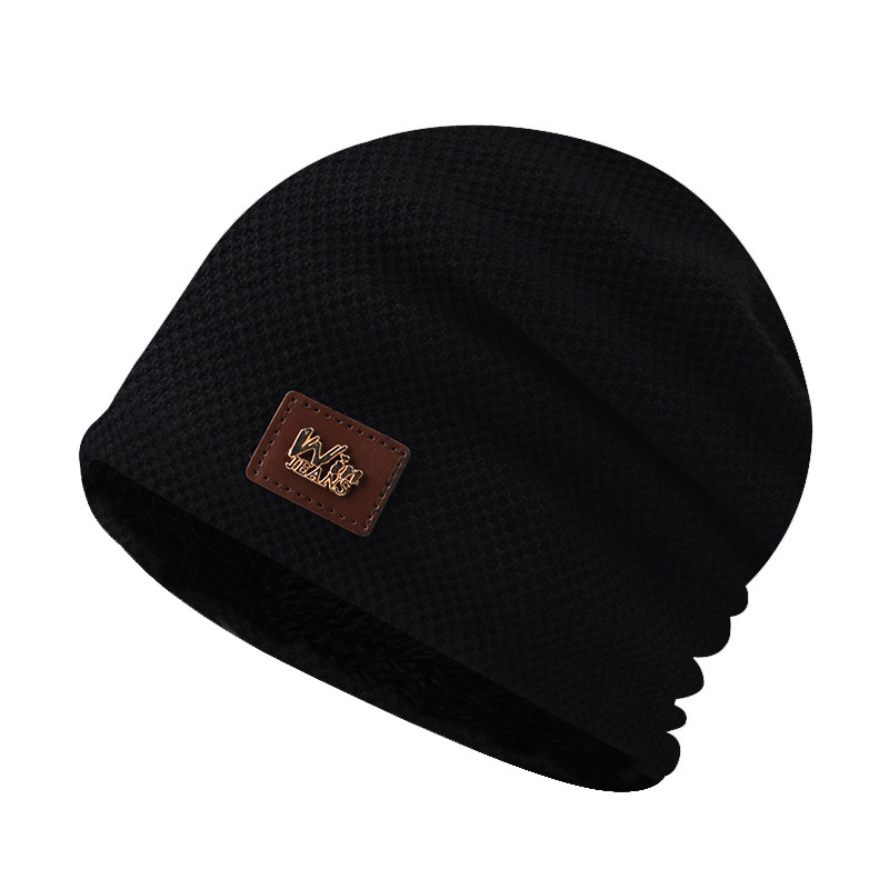 Invierno forrado de lana caliente Plaid de los hombres al aire libre sombrero bordado Jersey de punto de lana forrado de lana sombrero extra grande sombrero de invierno image 1