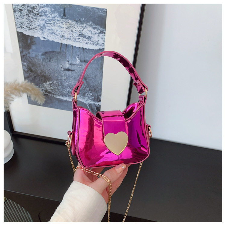 Unisex Pu Heart Shape Solid Color Elegant Streetwear Sewing Thread Square Hidden Buckle Shoulder Bag display picture 16