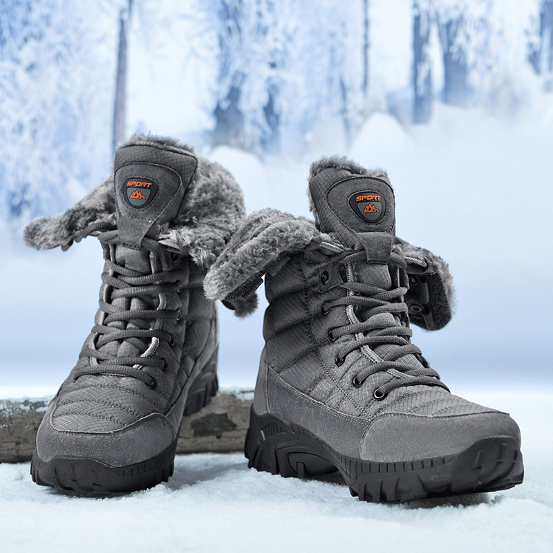 Winter outdoor snow boots High top boots non-slip waterproof warm large size cotton shoes light cold waterproof men's boots_voghion.com
