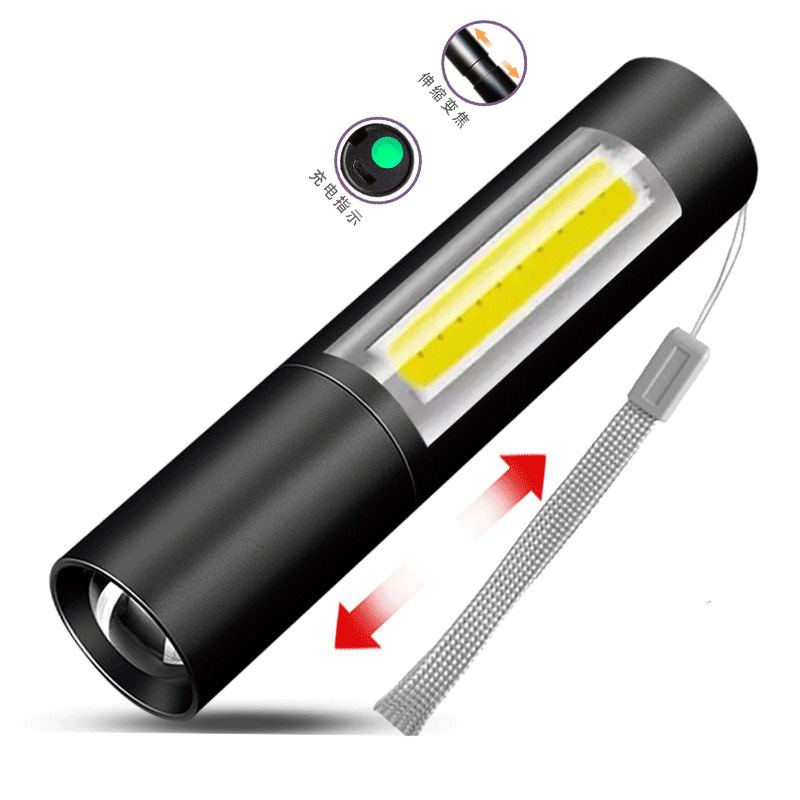 888-side light-zoom cool black direct charging + tail rope + data cable