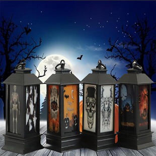 Cross-border Specially Designed for HalloWeen Atmosphere Decoration Props led Digital Retro Square Lights Wind Lanterns Holiday Decorative ToWer W
