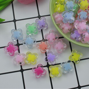 內彩四葉草珠中珠DIY手鏈項鏈頭飾配件手機鏈發飾發圈手工串珠