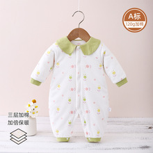 安阳婴童装秋冬夹棉连体衣a类保暖爬服 宝宝外出服哈衣棉服小清新
