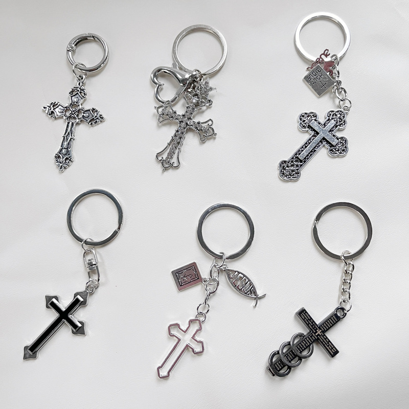 Cross-Border Best-Selling Cross Keychain for Men and Women, Bag and Car Key Accessory, Exquisite and Versatile