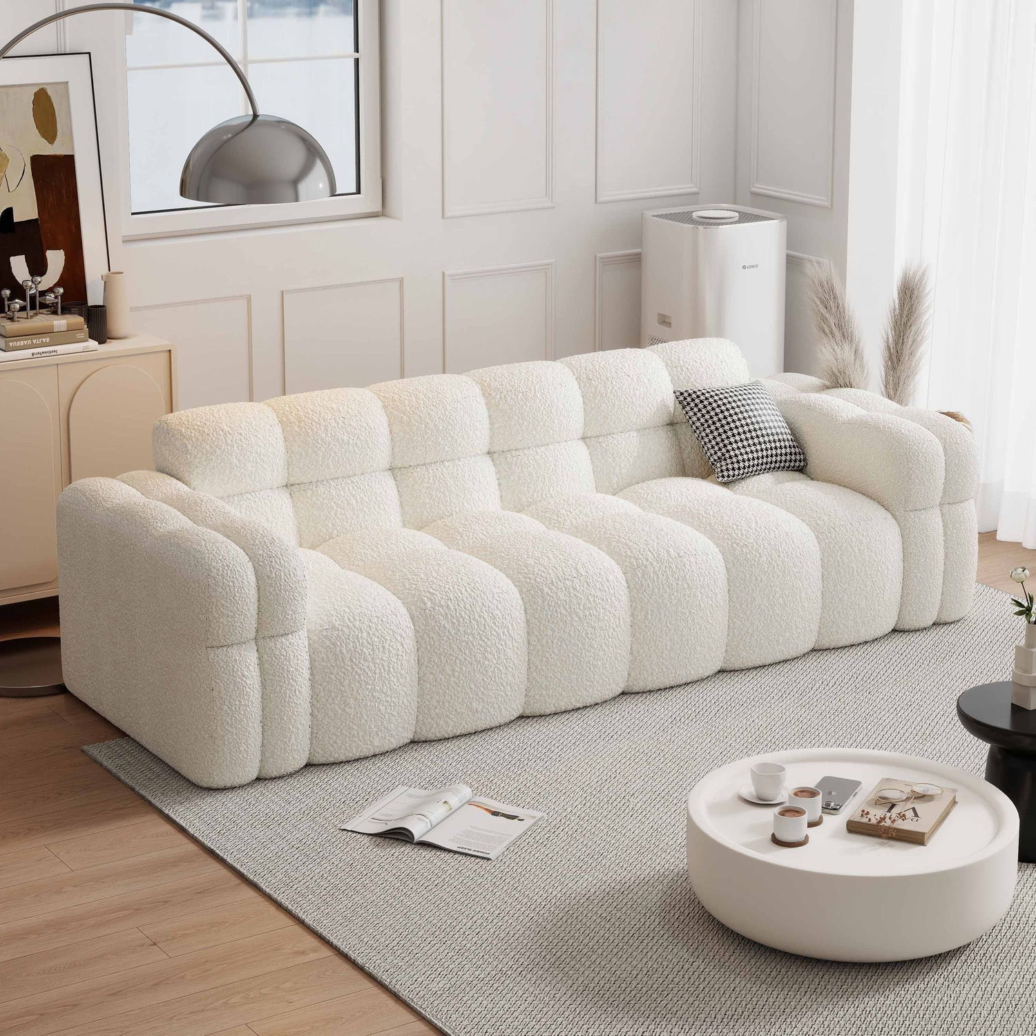Marshmallow Sofa Cream Style Small Apartment Living Room Fabric Double or Three Person Cashmere Straight Row Lazy Small Sofa New Style