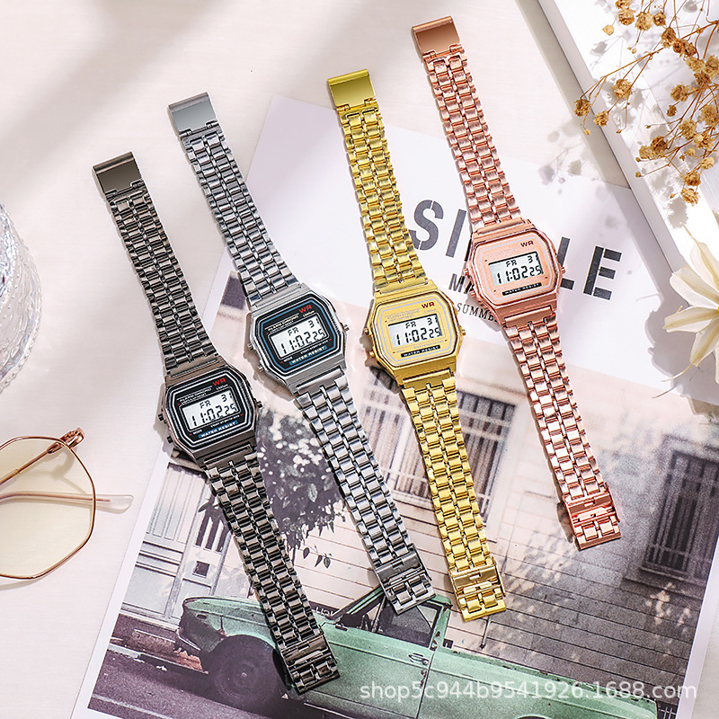 Men and women students LED electronic watch WR F91W steel belt A159 Harajuku style fashion watch multi-function LED watch Men and women students LED electronic watch WR F91W steel belt A159 Harajuku style fashion watch multi-function LED watch