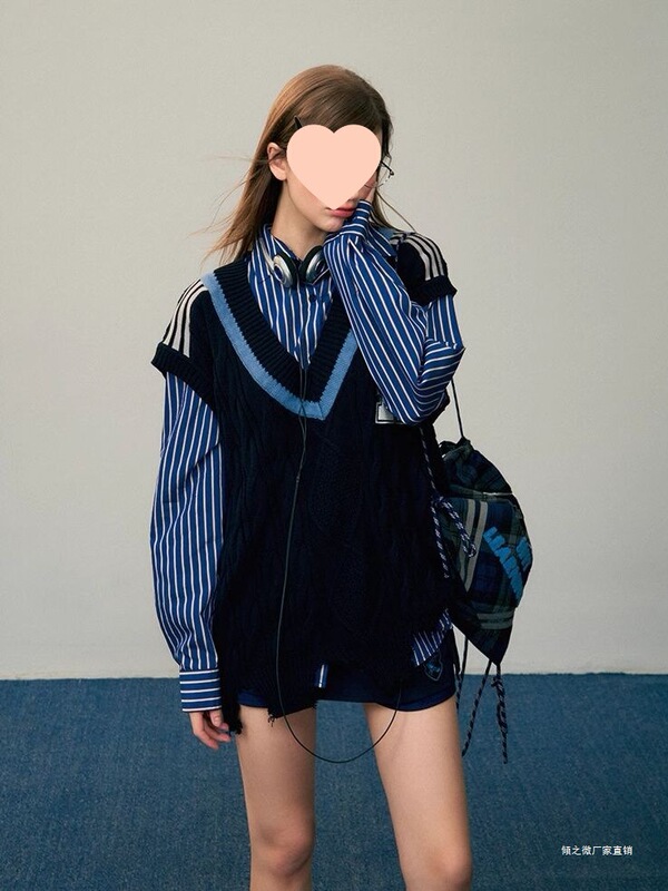 Harry Wave Knitted Vest Women's Twist Sweater Layered Autumn New Product 2025 Loose Korean Style Easiest for Match College