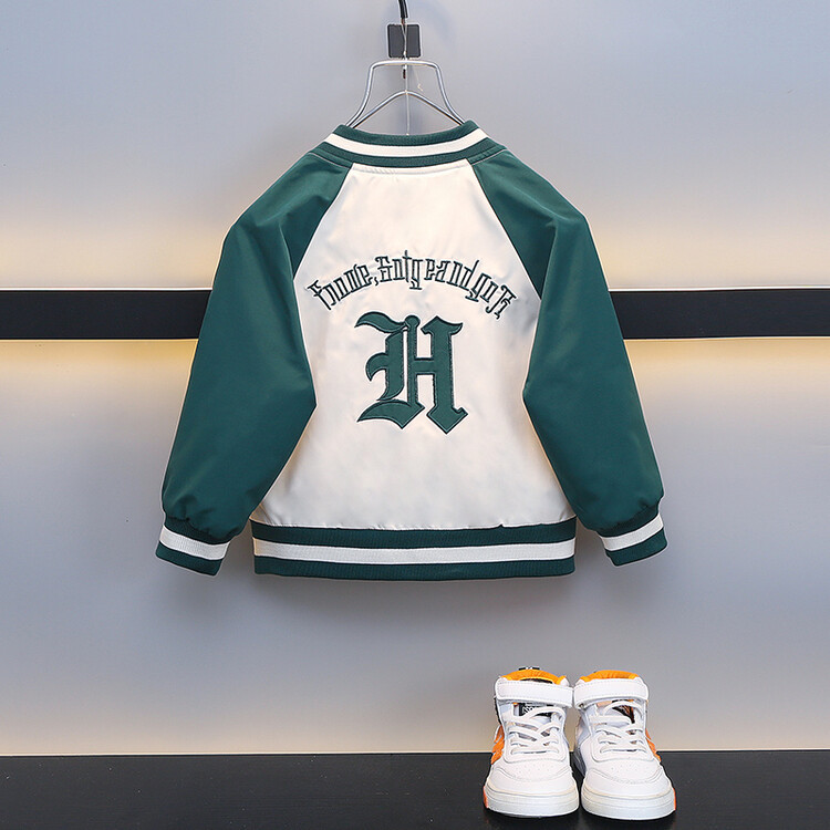 Boys' letter embroidered baseball jacket 2024 Spri and Autumn collection new handsome jacket, trendy children's_voghion.com