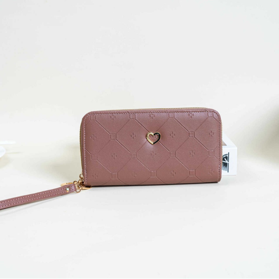 2024 embrague de mujer en forma de corazón compras casual todo fósforo billetera móvil bolso de cuero portátil de gran capacidad