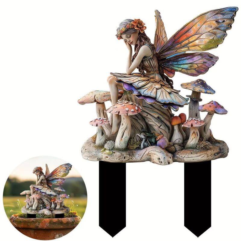 跨境魔法鹿与森林精灵花园桩插牌亚克力庭院地插盆栽装饰场景点缀|undefined