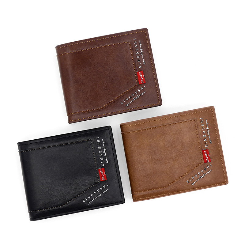 Nueva cartera de los hombres corta casual costura bisagra tríptico bolsa multi-tarjeta de bolsillo certificado