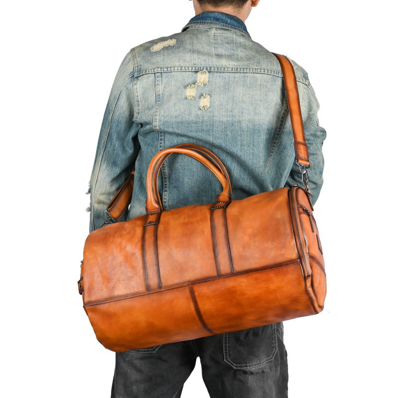Popular Oversized Leather Casual Unisex Travel Bag, Large Shoe Compartment Bag, Crossbody Bag, Handbag Popular Oversized Leather Casual Unisex Travel Bag, Large Shoe Compartment Bag, Crossbody Bag, Handbag
