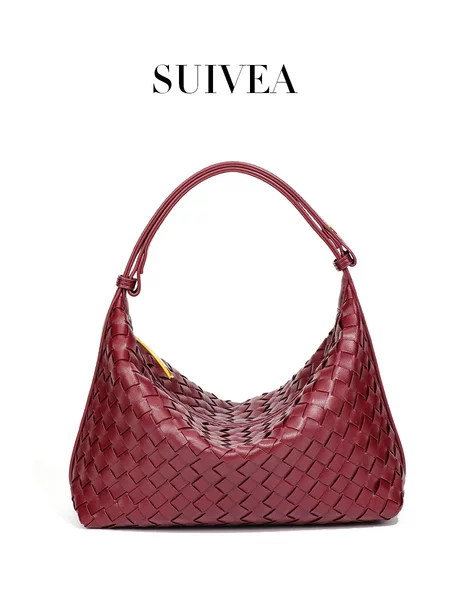 Amazon's Best-Selling Portable Lunch Box Bag, Textured Handmade Woven Women's Bag, Large Capacity Dumpling Bag, Trendy Shoulder Underarm Bag