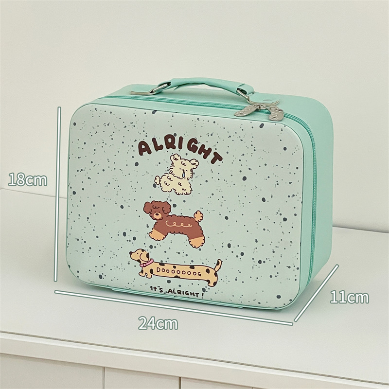 Original lindo cachorro maquillaje nuevo portátil de gran capacidad bolsa de almacenamiento de viaje con espejo bolsa de lavado de mano mujer