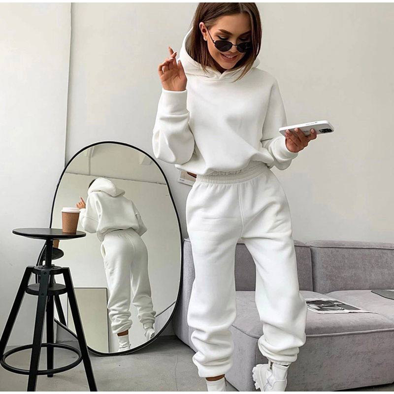 1042g Weight Long Sleeve Sleeve Length Cotton Blend, Polyester Fabric Type Pants Sets Sets Type 2 Pieces Set Quantity Holiday, Daily Occasion Hooded Neckline Loose Fit Type Solid Color Pattern Winter, Autumn Season Women's Gender Streetwear Style Women's Hoodies Sets Long Sleeve Streetwear Solid Color 9