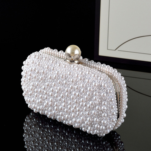 New Style Simple and Fashionable Double-Sided Beaded Bag with Large Pearl Embellishment, Shoulder Bag, Crossbody Bag, Handbag, Pearl Bag for Cheongsam