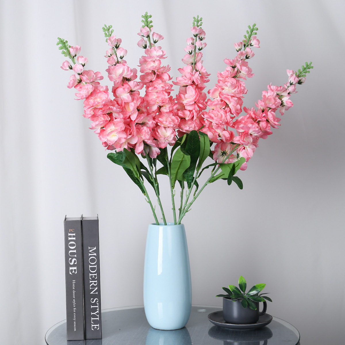 Amazon Simulación transfronteriza golondrina artificiales de jacinta de rama única flor falsa violeta decoración de boda arreglos florales para el hogar