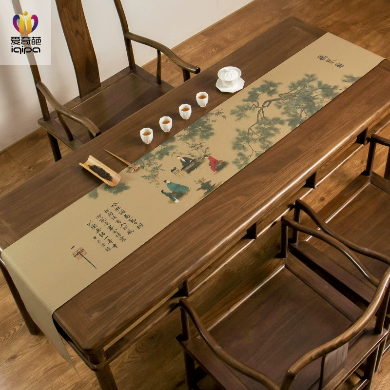 Panasonic Fuqin слушает рисунок хлопка и льна в стиле простой водонепроницаемый настольный флаг