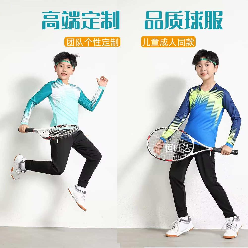 Осенние и зимние спортивные футболки для мужчин и женщин с длинными рукавами профессиональный теннисный костюм для бадминтона фитнес-топ тренировочный костюм для детей