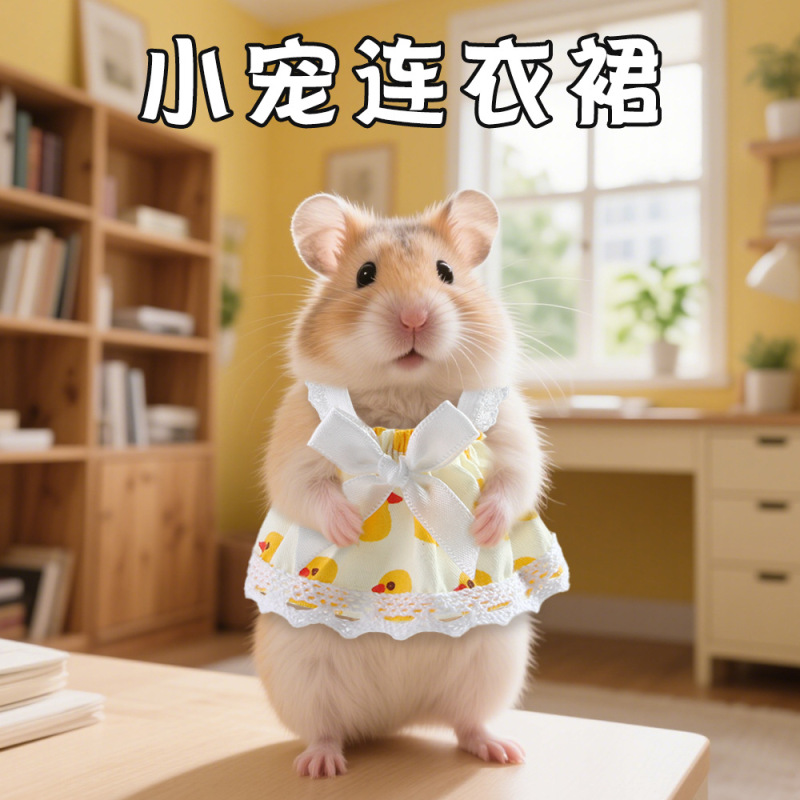 亚马逊新款夏季新款小宠连衣裙仓鼠可爱外出裙子荷兰猪金丝熊装扮|undefined