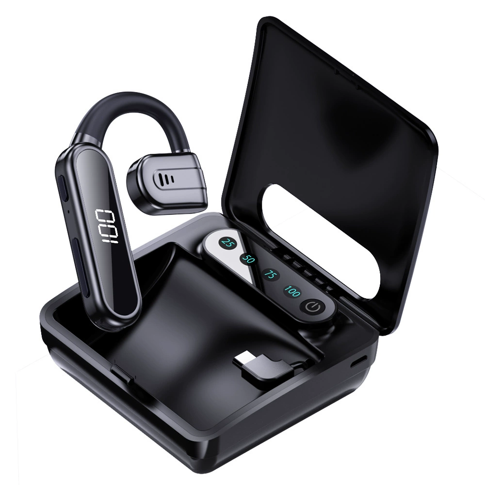 Air-conduction Bluetooth Headset V200 — single-ear rotating, Bluetooth 5.3, 30 h playtime, 3000 mAh case