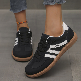 Cross-border ladies plus size training shoes sneaker 2025 new European and American retro color matching flat shoes women wholesale
