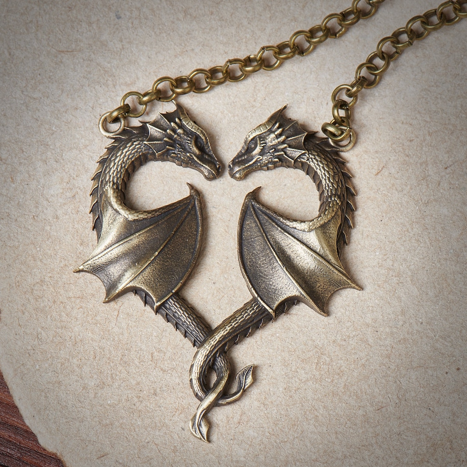 Daily Occasion Retro Cool Style Heart Shape Dragon Alloy Plating Unisex Necklace