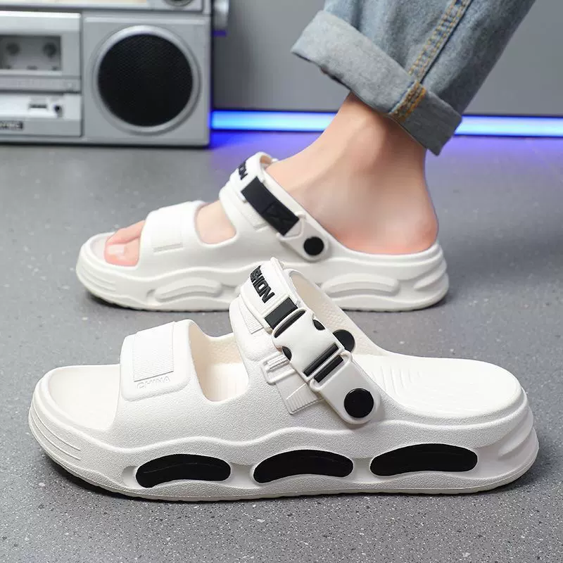 2025新款凉鞋男款夏季外穿厚底踩屎感两用运动拖鞋男士黑色沙滩鞋