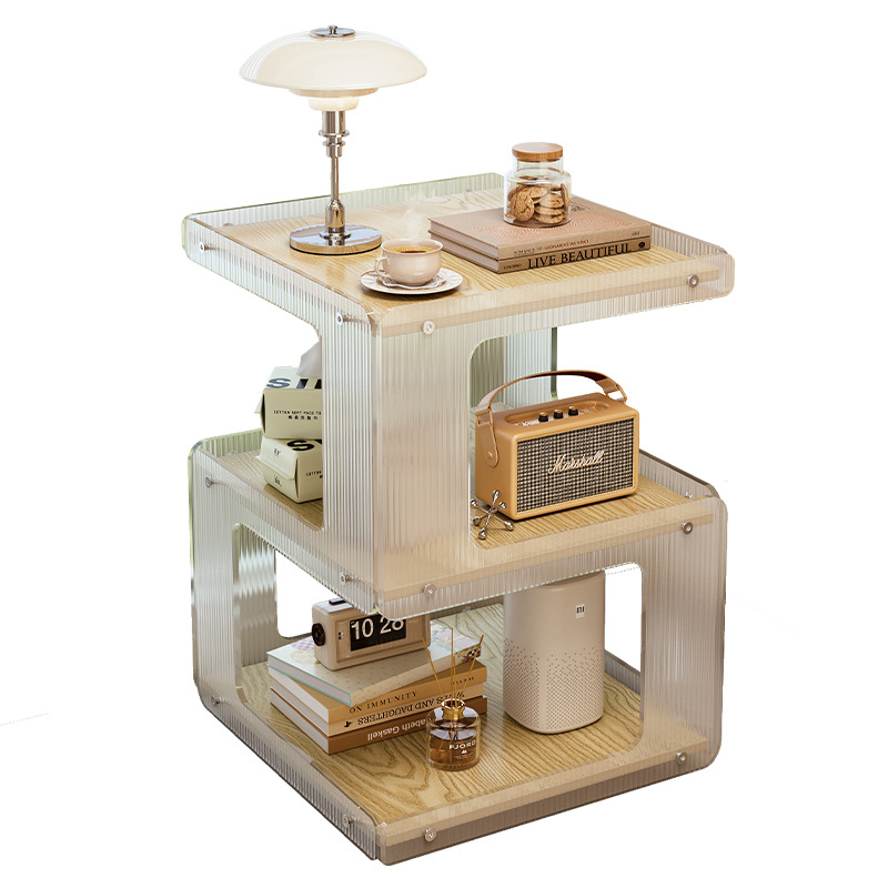 Mesa de té creativa sala de estar sofá acrílico minimalista gabinete lateral almacenamiento mesa pequeña dormitorio mesilla de cabecera