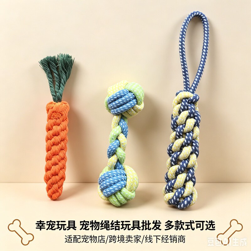 Directly from the Manufacturer: Durable Chew-Resistant Cotton Rope Toys for Dogs, Knot Toys for Small and Medium-Sized Dogs, Frisbee Set for Pets Directly from the Manufacturer: Durable Chew-Resistant Cotton Rope Toys for Dogs, Knot Toys for Small and Medium-Sized Dogs, Frisbee Set for Pets