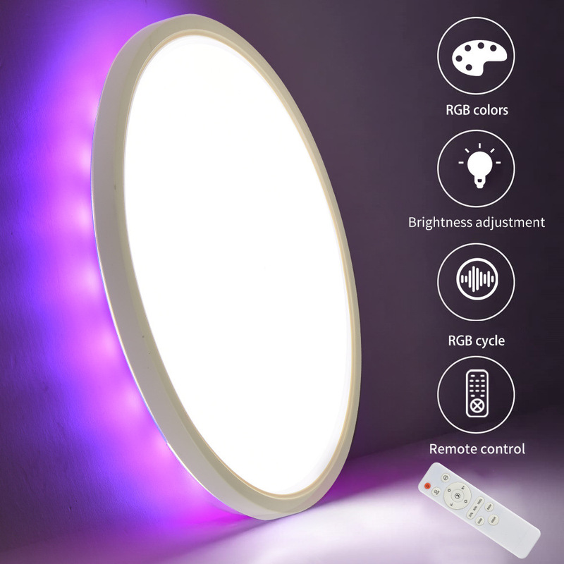 Foreign Trade Led Ceiling Lamp Wifi Colorful Round Rgb Backlight Three-Color Dimming Stepless Dimming New Ceiling Lamp