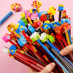HB pencil stationery wholesale cute cartoon animal with eraser student creative children learning supplies wholesale