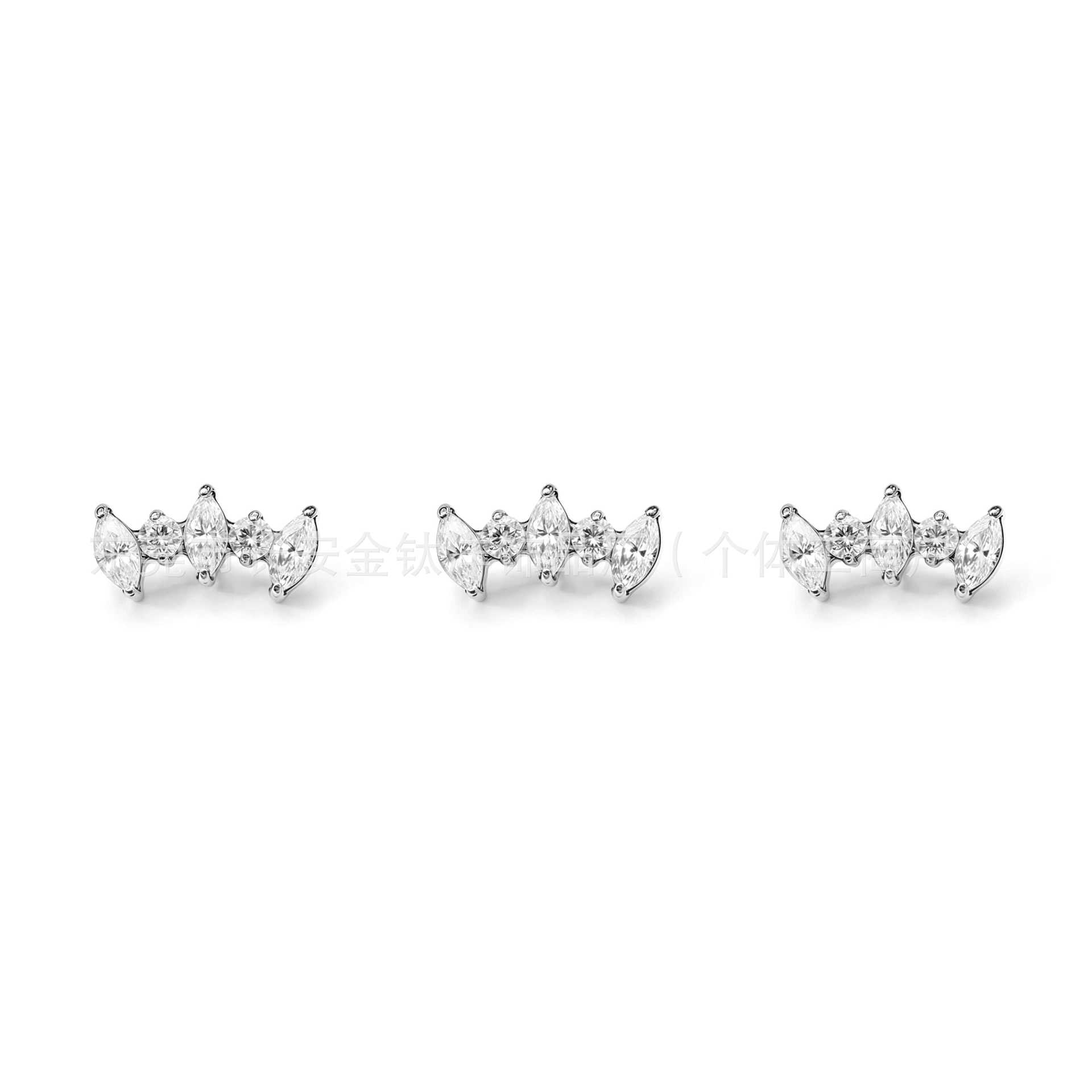 F136 Titanium Internally Threaded Marquise Zircon Crown Lip Stud Ear Stud Ear Bone Stud G23 Titanium Alloy Body Piercing Jewelry detail image 4