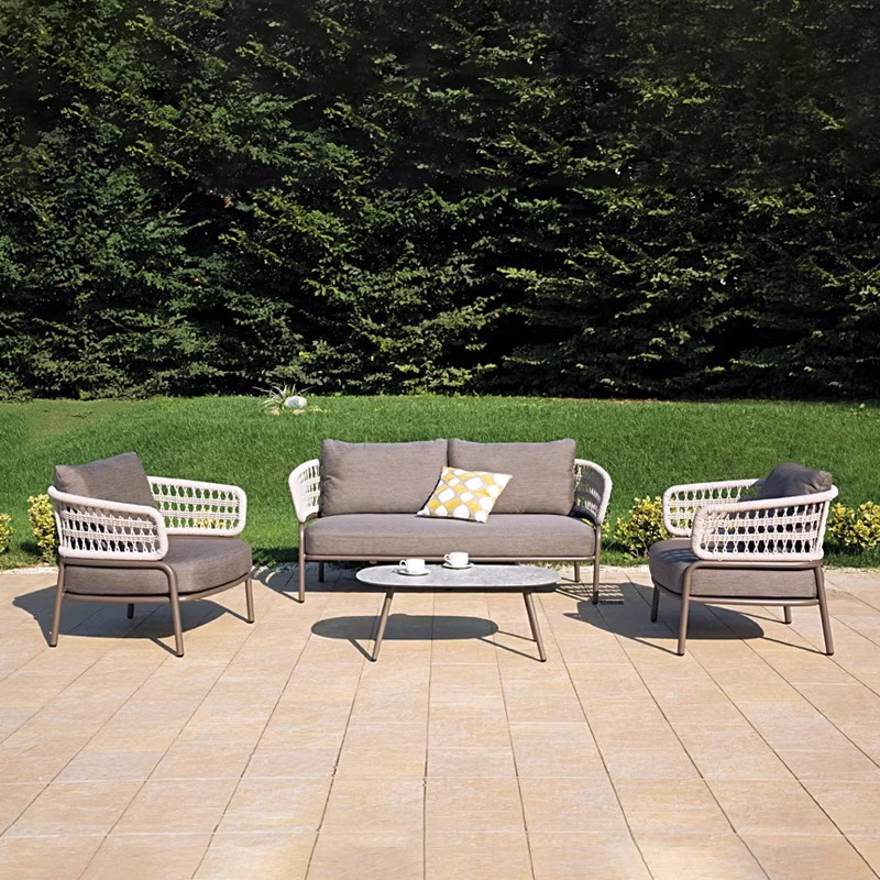 Sofá al aire libre patio impermeable solar silla de caña balcón al aire libre villa jardín ocio caña mesa de té combinación doméstica