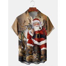 N 88588 Christmas print Hawaiian men's shirt ʥ��ӡ��������