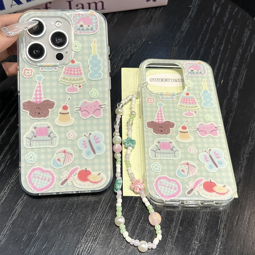 Lindos animales pequeños a cuadros para Apple 16ProMax funda para teléfono móvil 15Pro pareja 14/13 celebridad de Internet 15PM nuevo