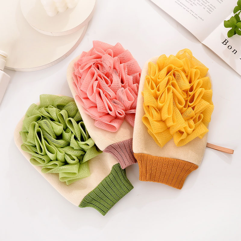 Bath Towel and Bath Flower Two-In-One Bath Gloves for Adults, Home Use, Back Scrubbing, Dirt Removal, Double-Sided Bath Towel Wholesale