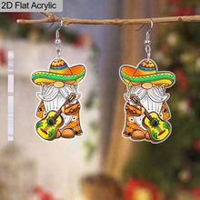 墨西哥侏儒女性吉他耳环玛2D亚克力利亚奇乐手设计五月五创意耳饰