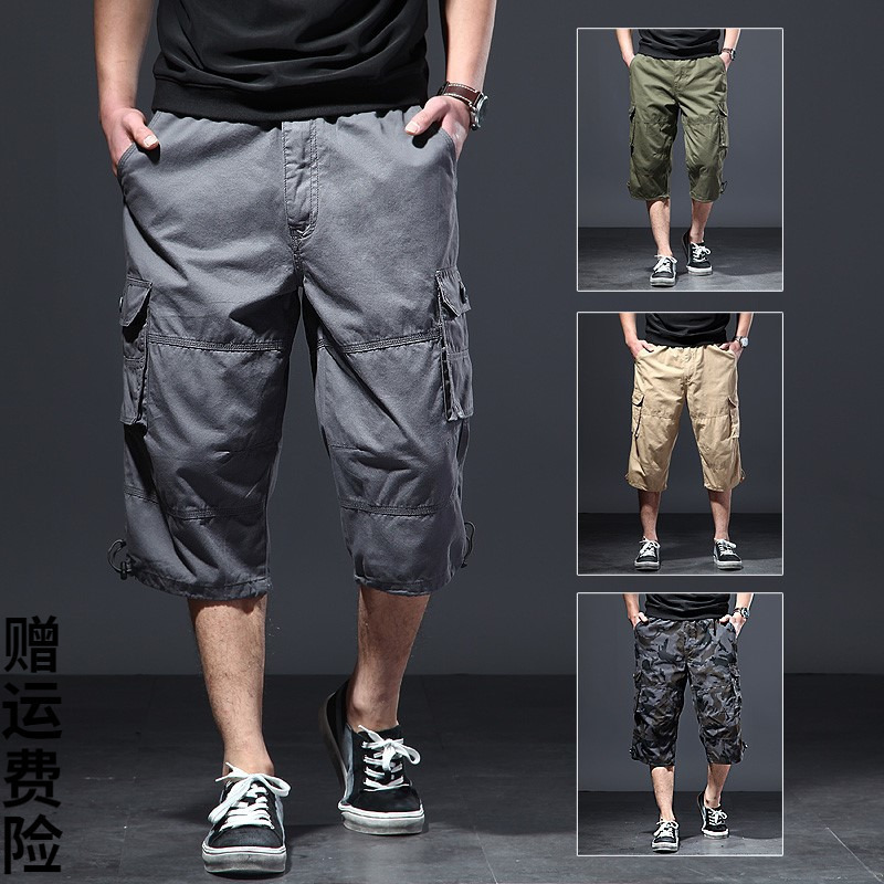 Cross-Border Work Shorts Men's Mid-Length Pants Summer Thin Trendy Brand Pure Cotton Casual Sports Outerwear Cropped Large Shorts