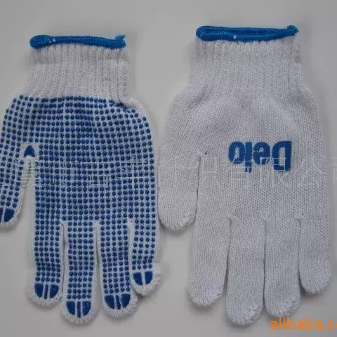 吉丰白线手套PVC防滑防尘食品级丁腈手套手部防护