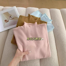 韩系秋冬新款纯色减龄小清新糖果色长袖软糯针织套衫秋冬内搭上衣