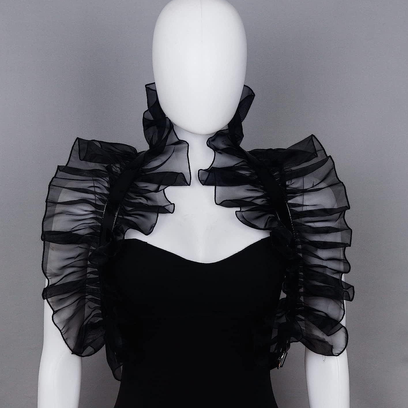 Transfronterizo para punk negro chal capa rendimiento danza bola chaleco falso cuello para hombres y mujeres