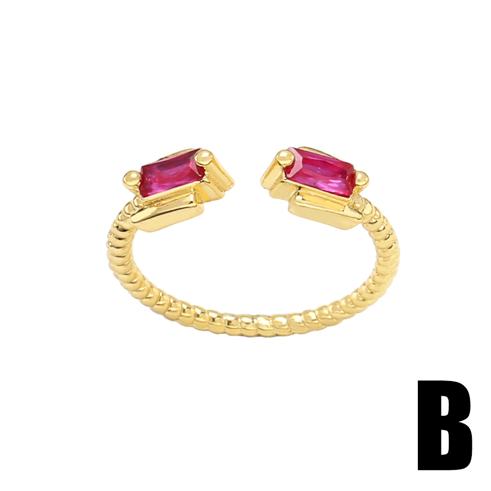 Fashion Heart Shape Copper Open Ring Plating Inlay Zircon Copper Rings